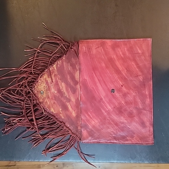 Red Leather Clutch Bag - Picture 3 of 6